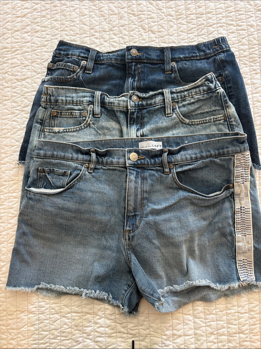 aerie M and Loft 12 Blue Denim Jean Shorts Trio